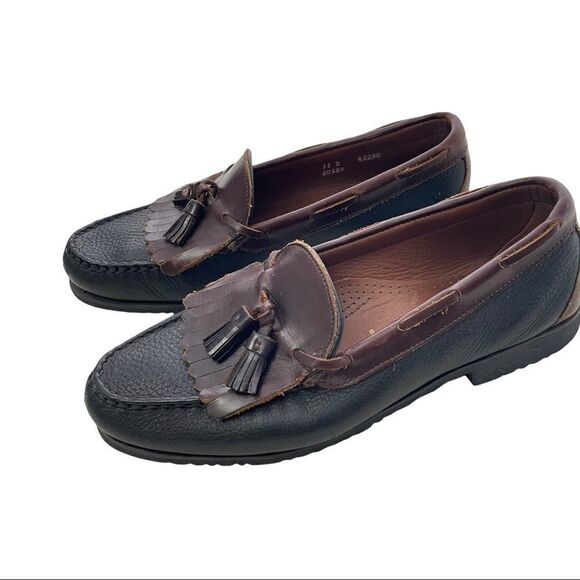 ALLEN EDMONDS NASHUA TASSEL SLIP ON LOAFERS BLACK/ BROWN LEATHER‎ COMFY SZ 11 D main image 5